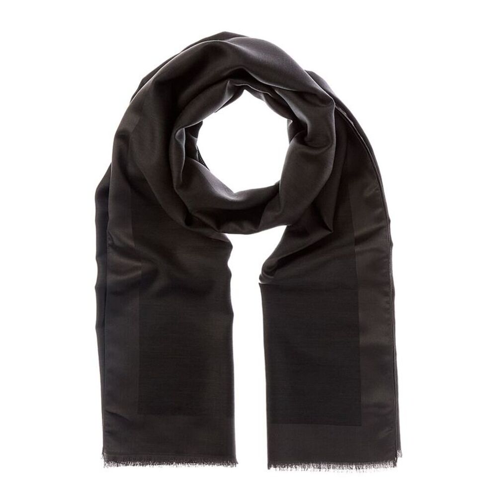 Givenchy Oblong 4G Wool & Silk-Blend Scarf, Grey